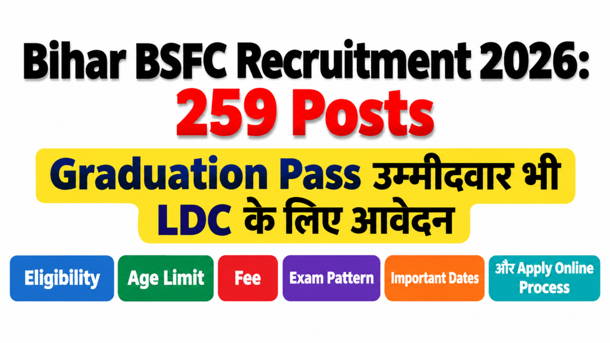 Bihar BSFC Recruitment 2026 259 Posts