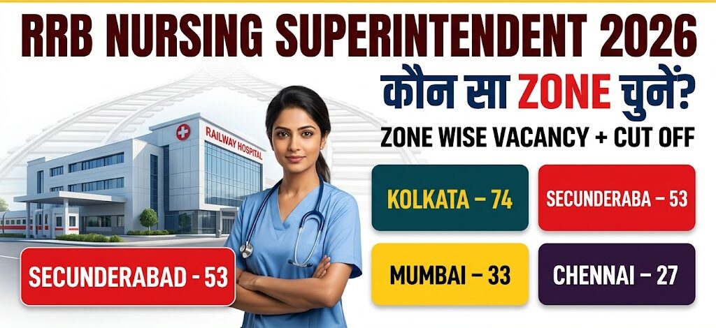 RRB Nursing Superintendent 2026 कौन सा Zone चुनें Zone Wise Vacancy Cut Off