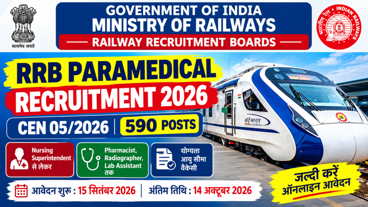 RRB Paramedical Recruitment 2026 CEN 05/2026 590 Posts