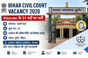Bihar Civil Court Vacancy 2026 Munger Attender 31 Posts BREXAM