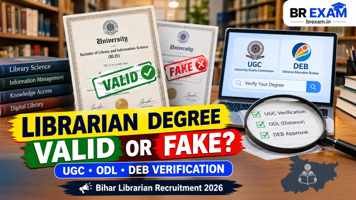 Bihar Librarian Recruitment 2026 degree verification for UGC ODL and DEB recognition