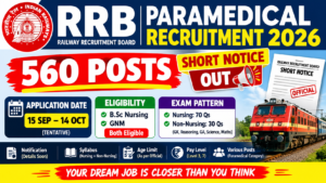 RRB Paramedical Recruitment short notice out